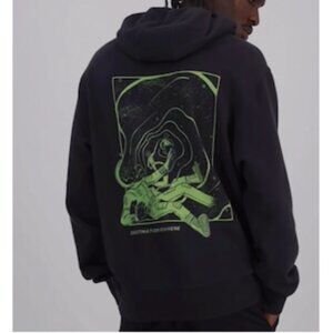 Mode of One Men's Oversized Fit Printed Hoodie Jet Grey Size XL